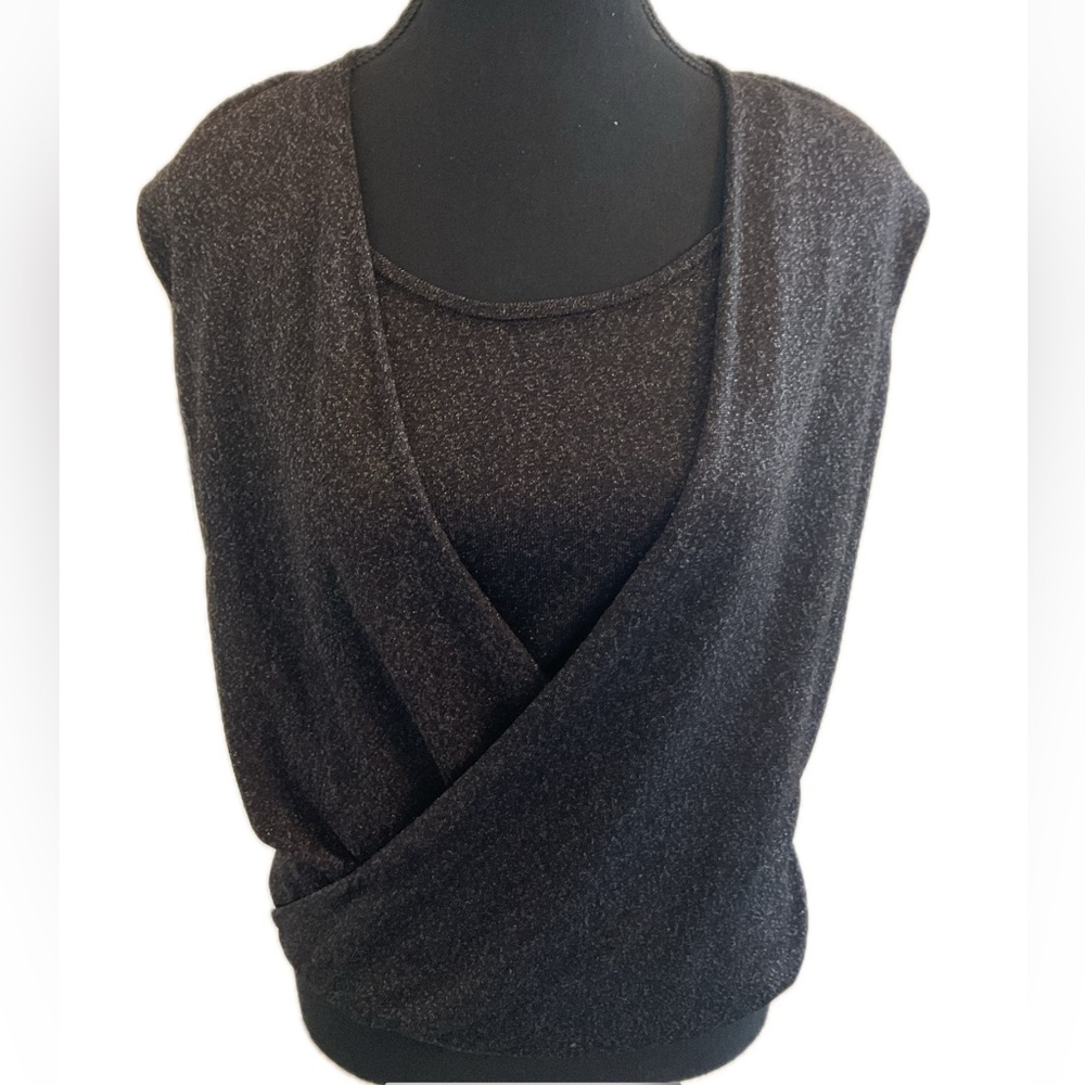 White House Black Market Faux Wrap Sleeveless Simmer Knit Top & Shell